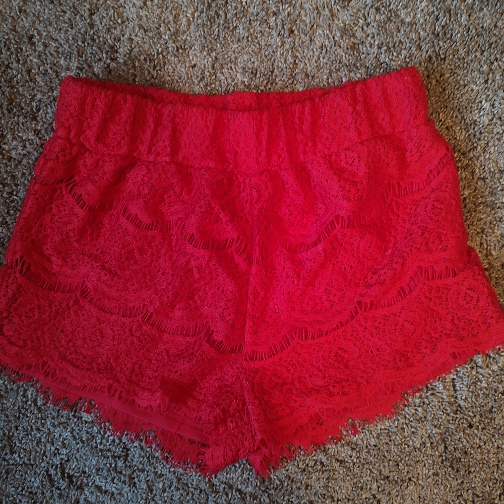 Red Lace stretchy shorts